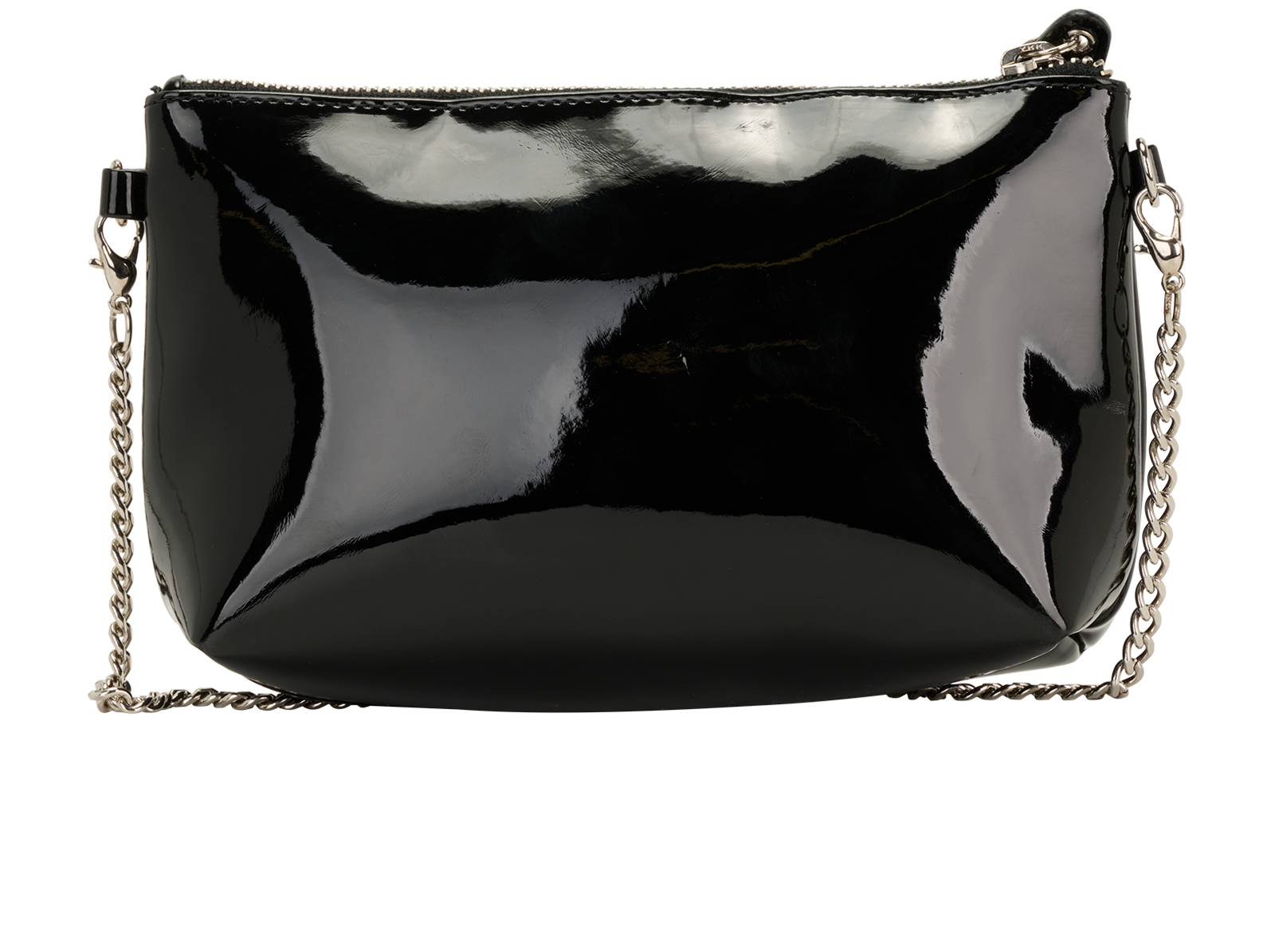 Turnlock Crossbody, &pound;70, Handbags, Black, Patent Leather, Back view